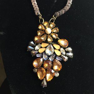 Huge Colored Rhinestone Necklace, Matching Earring